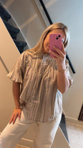Blouse streep beige