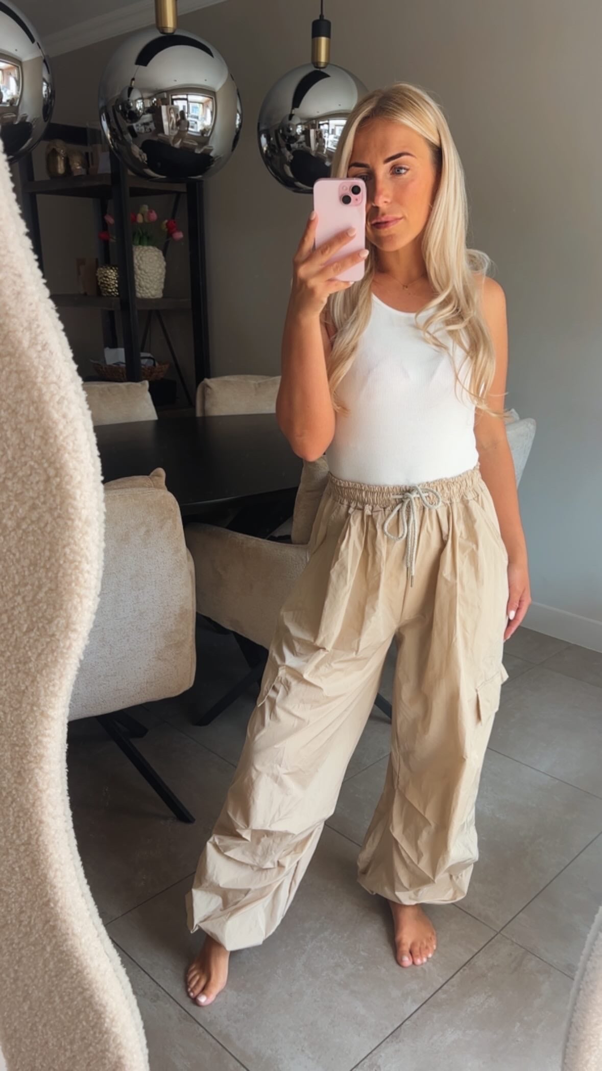 Parachute broek beige
