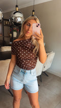 Polka top bruin