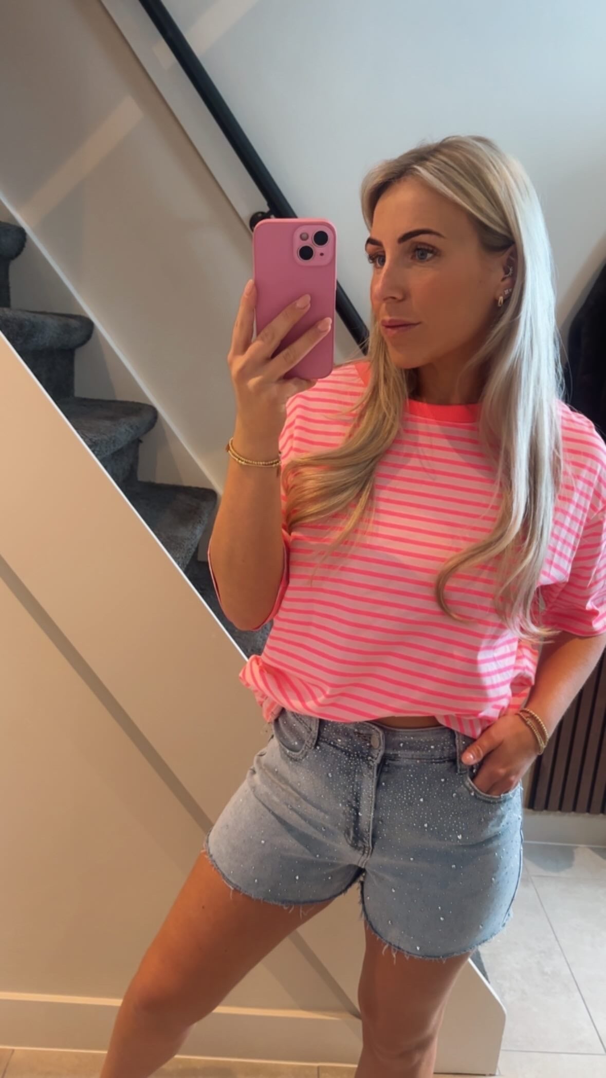 Streep shirt roze
