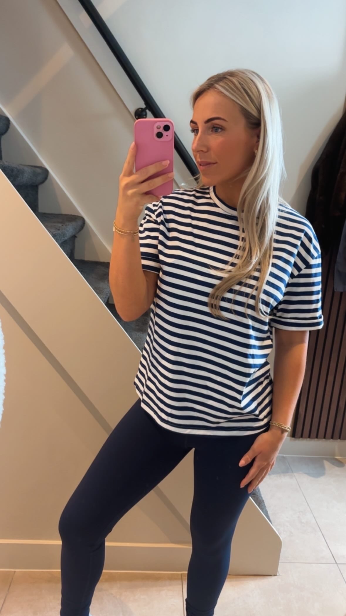 Streep shirt donkerblauw