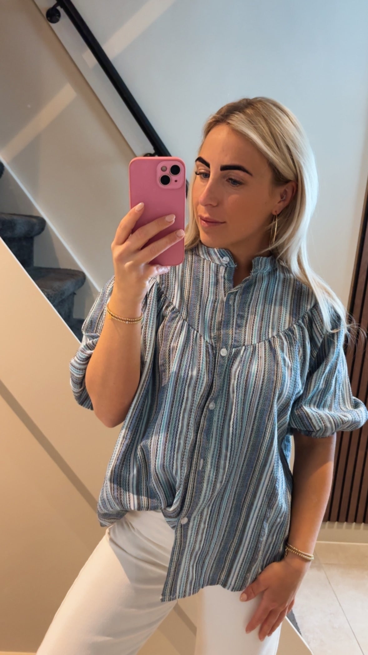 Streepblouse blauw