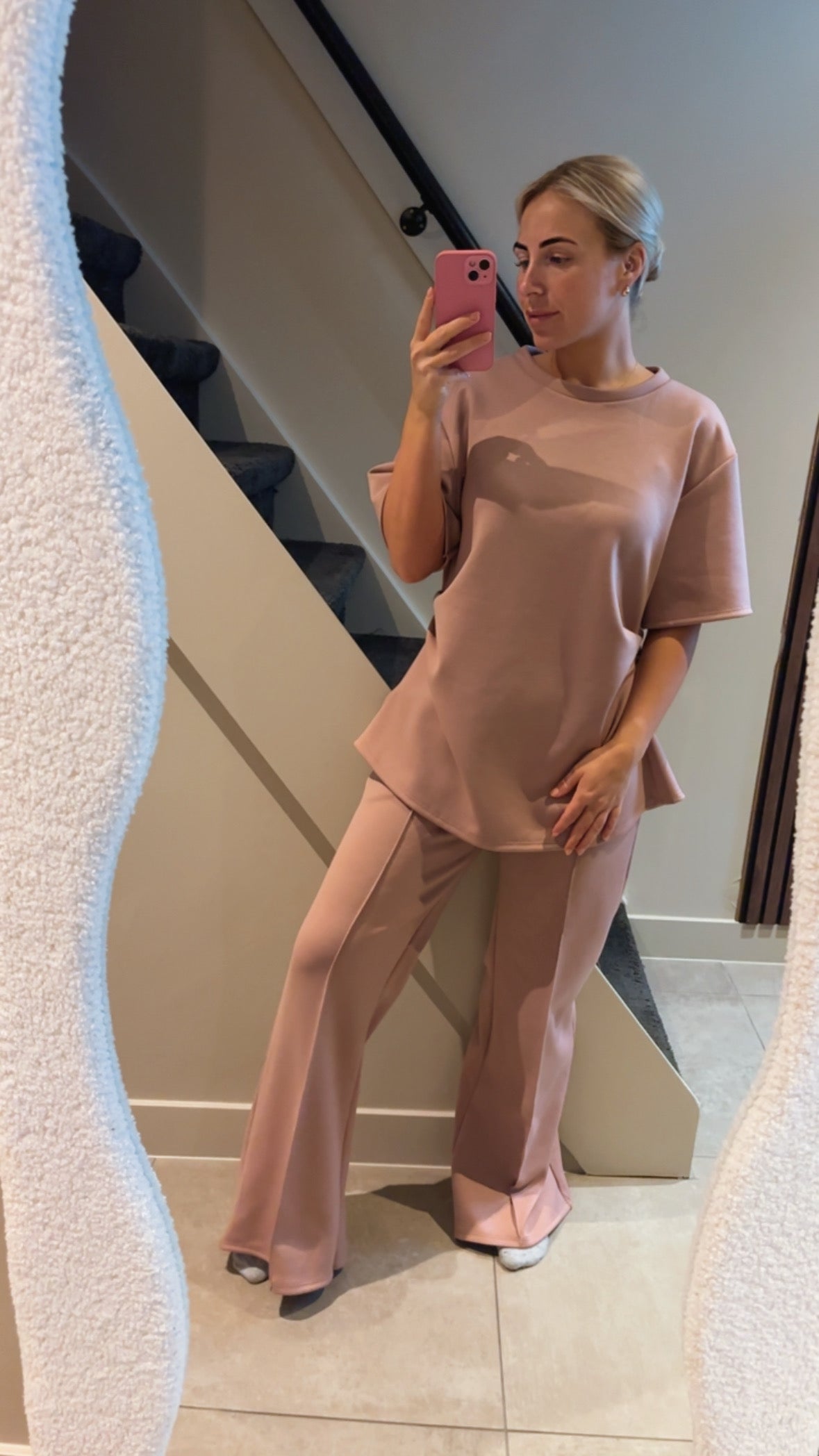 Jogger set split roze